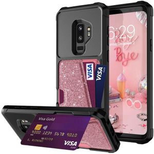Voor Samsung Galaxy S9 + Glitter Magnetische Kaarttas Telefoonhoesje (Roze)