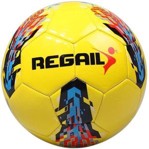 REGAIL No.5 PU Lederen Machine Gestiktvoetbal voor tieners Training (Geel)