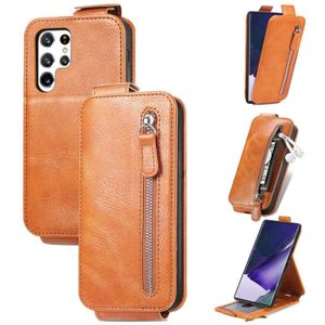 Voor Samsung Galaxy S22 Ultra 5G ritsje Wallet Vertical Flip Leather Phone Case