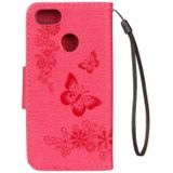 Voor Huawei P9 relif Lite Mini Vintage bloemen vlinder patroon horizontale Flip lederen draagtas met kaartslot & houder & portemonnee & Lanyard (rood)