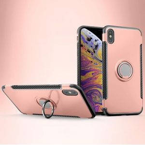 Magnetische 360 graden rotatie ring armor beschermhoes voor iPhone XS Max (Rose Gold)