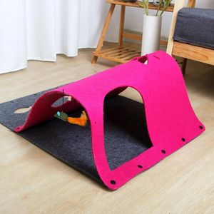DIY Combinatie Vilt Cat Tunnel Cat Litter  Specificatie: 44x60cm (Rose Red)