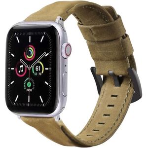 Voor Apple Watch 5 & 4 40mm / 3 & 2 & 1 38mm Echte lederen vervangende band Horlogeband (Army Green)