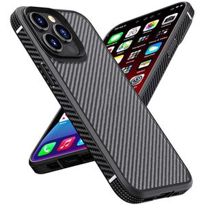 Ipaky MG Series Carbon Fiber TPU + PC Shockproof Case voor iPhone 13 Pro (Black)