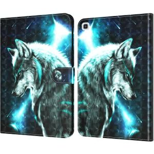 For Samsung Galaxy Tab A7 SM-T500 3D Painted Pattern Leather Tablet Case(Wolf)