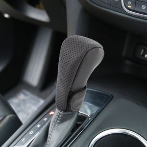 Universele antieslip ademende lederen auto Gear Shift knop Cover (zwart)