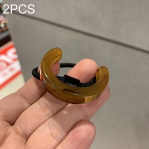 2 PCS Semicircular Elegant Ponytail Hars Hair Ring Rubber Band (Coffee Color)