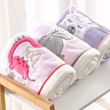 Pasgeboren cartoon Soild Verdiken dubbellaags koraal fleece zachte baby deken beddengoed  grootte: 75x100cm (Pink Dragon)