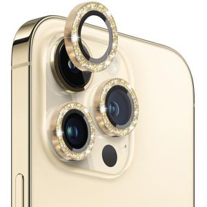 Voor iPhone 14 Pro / 14 Pro Max NORTHJO Camera Lens Gehard Glas Bling Glitter Metalen Ring Film (Goud)