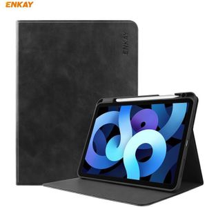 ENKAY ENK-8024 Cow Texture PU Leather + TPU Smart Case met pensleuf voor iPad Air 10.9 (2020) / iPad Pro 11 (2018)(Zwart)