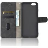 Voor iPhone 6 Plus & 6s Plus Solid Color Skin Feel Magnetic Buckle Horizontal Flip Calf Texture PU Leather Case met Holder & Card Slots & Wallet(Zwart)