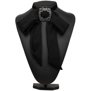 Satin Chiffon Bow Tie Dames Shirt Collar Accessoire (Zwart)