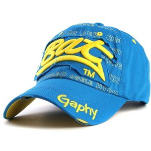 Borduurwerk brief patroon verstelbaar gebogen Eaves Baseballpet  hoofd omtrek: 54-62cm (blauw geel)