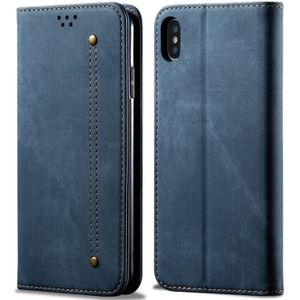 Voor iPhone X / XS Denim Texture Casual Style Horizontal Flip Leather Case met Holder & Card Slots & Wallet(Blue)