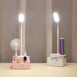 Student USB opladen Bedroom Touch LED Eye Protection multifunctionele creatieve bureaulamp  stijl: met ventilator (roze)