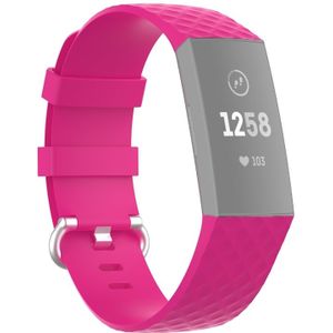 18mm Silver Color Buckle TPU Polsband horlogeband voor Fitbit Charge 4 / Charge 3 / Charge 3 SE (Rose Red)