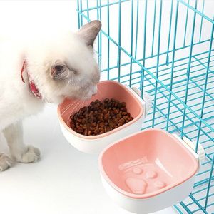 Hond en Kat Anti-choke Feeding Water Hanging Bowl Creative Plastic Pet Bowl  Style: Footprint (Pink)