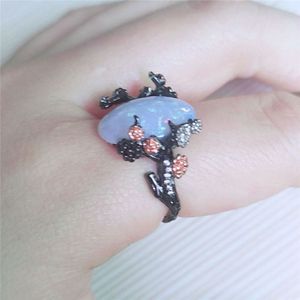 Vrouw Vintage Odyssee kleur ring wit vuur opaal bloem ringen grootte: 6