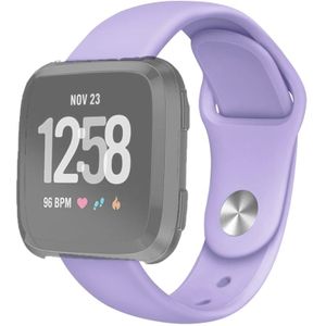 Voor Fitbit Versa 2 / Fitbit Versa / Fitbit Versa Lite Solid Color Siliconen Vervangende Band Watchband  Maat:S(Pink Purple)