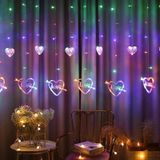 LED hart-vormige decoratieve lichten gordijn lichten vakantie jurk string lichten  EU plug (kleurrijke licht)