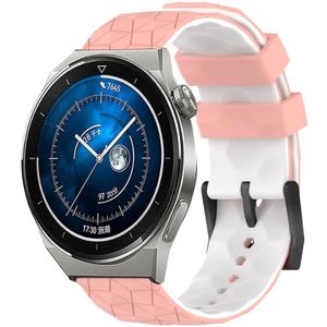 Voor Huawei Watch GT3 Pro 46 mm 22 mm voetbalpatroon tweekleurige siliconen horlogeband (roze + wit)
