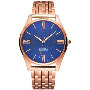 YAZOLE 376 mannen Fashion Business stalen band Band Quartz Wrist Watch (blauw)