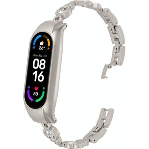 Voor Xiaomi Mi Band 6/5 Hart-tot-hart diamanten metalen horlogeband (Starlight-kleur)