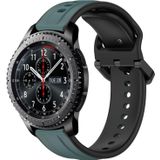 Voor Samsung Gear S3 Frontier 22 mm bolle lus tweekleurige siliconen horlogeband (olijfgroen + zwart)
