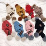MZ8567 2 in 1 Kinderen Gebreide Hoed Herfst en Winter Warme Baby Wolhoed + Kinder sjaal halspak  Maat: Vrije Maat (Beige)