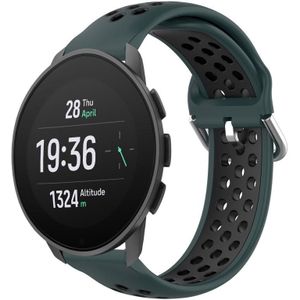 Voor Suunto 9 Peak Pro 22 mm geperforeerde ademende sport siliconen horlogeband (olijfgroen + zwart)