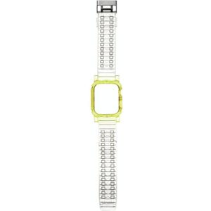 Kristalheldere kleur contrast vervangende riem watchband voor Apple Watch Series 6 & se & 5 & 4 40mm / 3 & 2 & 1 38mm (geel groen)