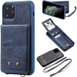 Voor iPhone 11 Pro Vertical Flip Wallet Shockproof Back Cover Protective Case met Houder & Card Slots & Lanyard & Photos Frames(Blue)