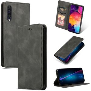 Retro huid voelen Business magnetische horizontale Flip lederen case voor Samsung Galaxy A50?? (donkergrijs)