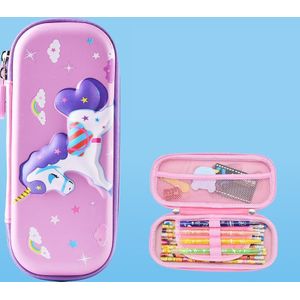 Uime EVA 3D Multi-compartment Pencil Case Stationery Box Children School Supplies(Purple Pony)