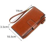 1669 RFID Anti-magnetic Anti-theft Retro Long Wallet Card Holder Document Bag(Red Wine)