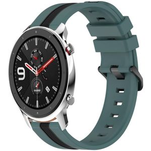 Voor Amazfit GTR 4 22 mm verticale tweekleurige siliconen horlogeband (groen + zwart)