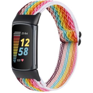 Voor Fitbit Charge 5 Buckle Wave gevlochten nylon horlogeband