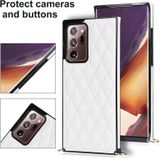 Voor Samsung Galaxy Note20 Ultra Elegant Rhombic Pattern Microfiber Leather + TPU Shockproof Case met Crossbody Strap Chain (White)