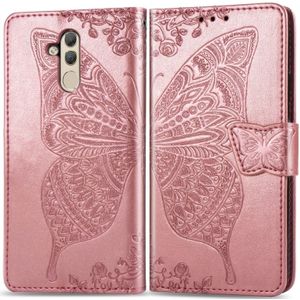 Butterfly Love bloemen relif horizontale Flip lederen case voor Huawei mate 20 lite  met houder & kaartsleuven & portemonnee (Rose goud)
