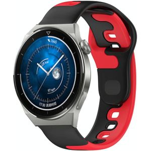 Voor Huawei Watch GT3 Pro 43 mm 20 mm dubbele kleur siliconen horlogeband (zwart + rood)