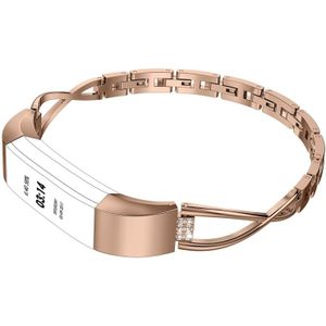 Voor Fitbit Alta smart watch X-vormige metalen band (rosgoud)