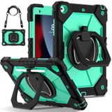 Voor iPad 10.2 2021/2020/2019 Contrast Kleur Robot Siliconen Hybride PC Tablet Case (Zwart Mint Groen)