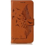 Feather patroon Litchi textuur horizontale Flip lederen draagtas met portemonnee & houder & kaartsleuven voor Galaxy S10 5G (bruin)