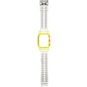 Kristalheldere kleur contrast vervangende riem watchband voor Apple Watch Series 6 & se  5 & 4 40mm / 3 & 2 & 1 38mm (geel)