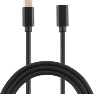 Type-C/USB-C male naar Female netadapter lader kabel  lengte: 1.5 m (zwart)