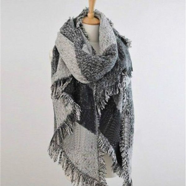 extra brede grijze sjaal deken Accessoires Sjaals & omslagdoeken Sjaals Sjaals met muts Oversized gebreide sjaal unisex wol sjaal 