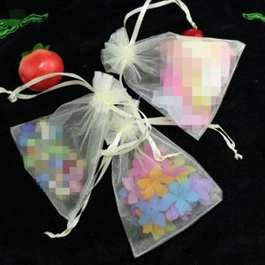 100 stuks organza geschenk zakken sieraden verpakking tas bruiloft feestdecoratie  grootte: 7x9cm (D3 beige wit)