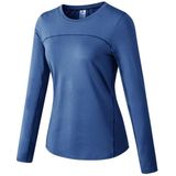 Herfst en winter plus fluwelen sneldrogend stretch yoga met lange mouwen shirt voor dames (kleur: zee blauw maat: L)