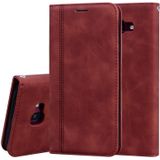 Voor Samsung Galaxy J4 Plus (2018) Frosted Business Magnetic Horizontal Flip PU Leather Case met Holder & Card Slot & Lanyard(Bruin)