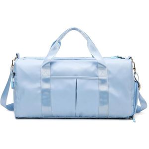 Sports Gym Bag Dry And Wet Separation Yoga Bag Ladies Large-Capacity Single-Shoulder Short-Distance Travel Bag With Shoe Position(Light Blue)